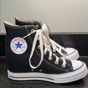 Converse Wedge High Top Sneakers in Black and White